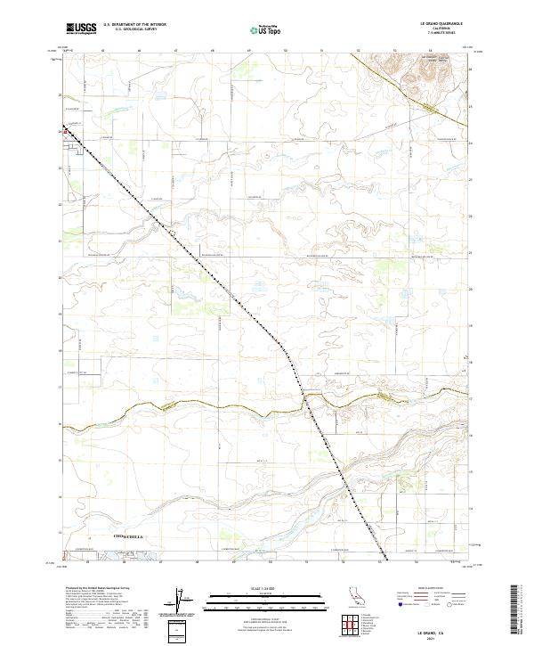 US Topo 7.5-minute map for Le Grand CA Discount