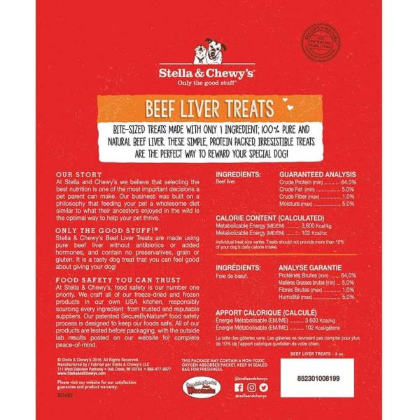 Stella & Chewy’s Beef Liver Single Ingredient Grain-Free Freeze-Dried Dog Treats 3oz For Discount