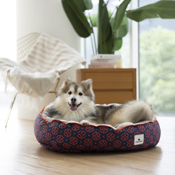 Ohpopdog Heritage Reversible Dog Bed (Baba Navy 150) Cheap