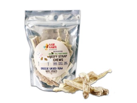 Raw Rawr Grass-Fed Free Range Beef Straps Freeze-Dried Raw Dog Chews 150g on Sale